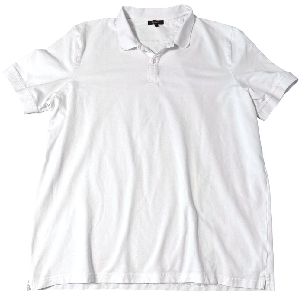 Quince‎ Organic Cotton Polo Shirt Mens XL White Stretch Pique Short Sleeve